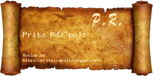 Pritz Rápolt névjegykártya